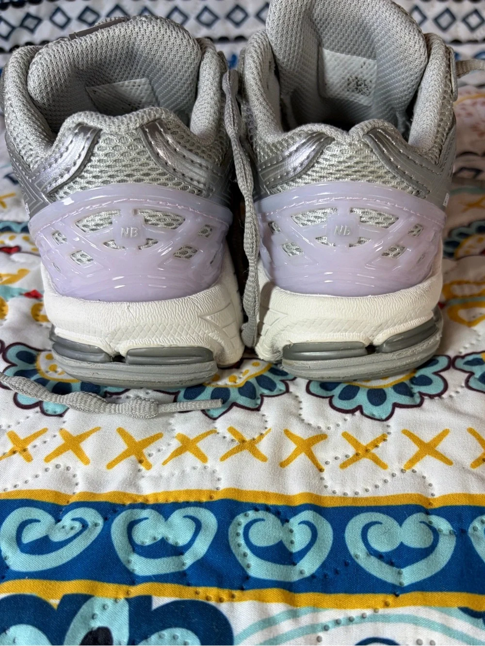 New Balance Silver with Light Purple Accent Athletic Sneakers